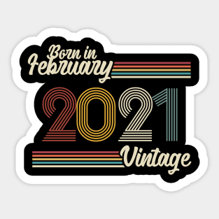 Vintage Born in February 2021 Sticker